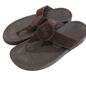 Fitflop Brown Suede Leather Oasis Thong Sandals Comfortable Size 8 US Flip Flops